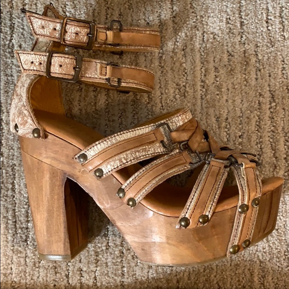 Bed Stu Wood platform heels 8.5